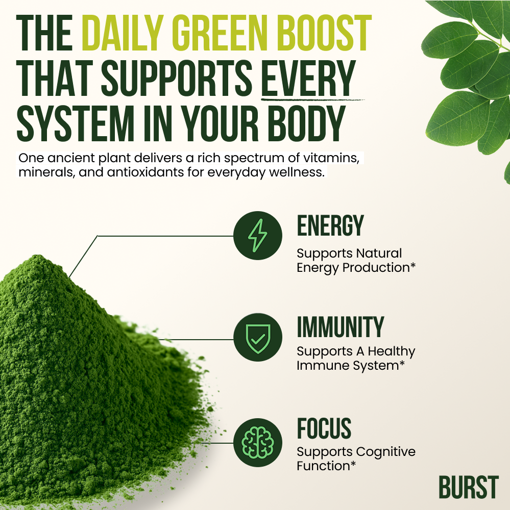 100% Pure Moringa Powder for Energy, Hormonal Balance & Skin