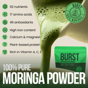 100% Pure Moringa Powder for Energy, Hormonal Balance & Skin